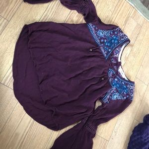 Bell sleeved lace up top